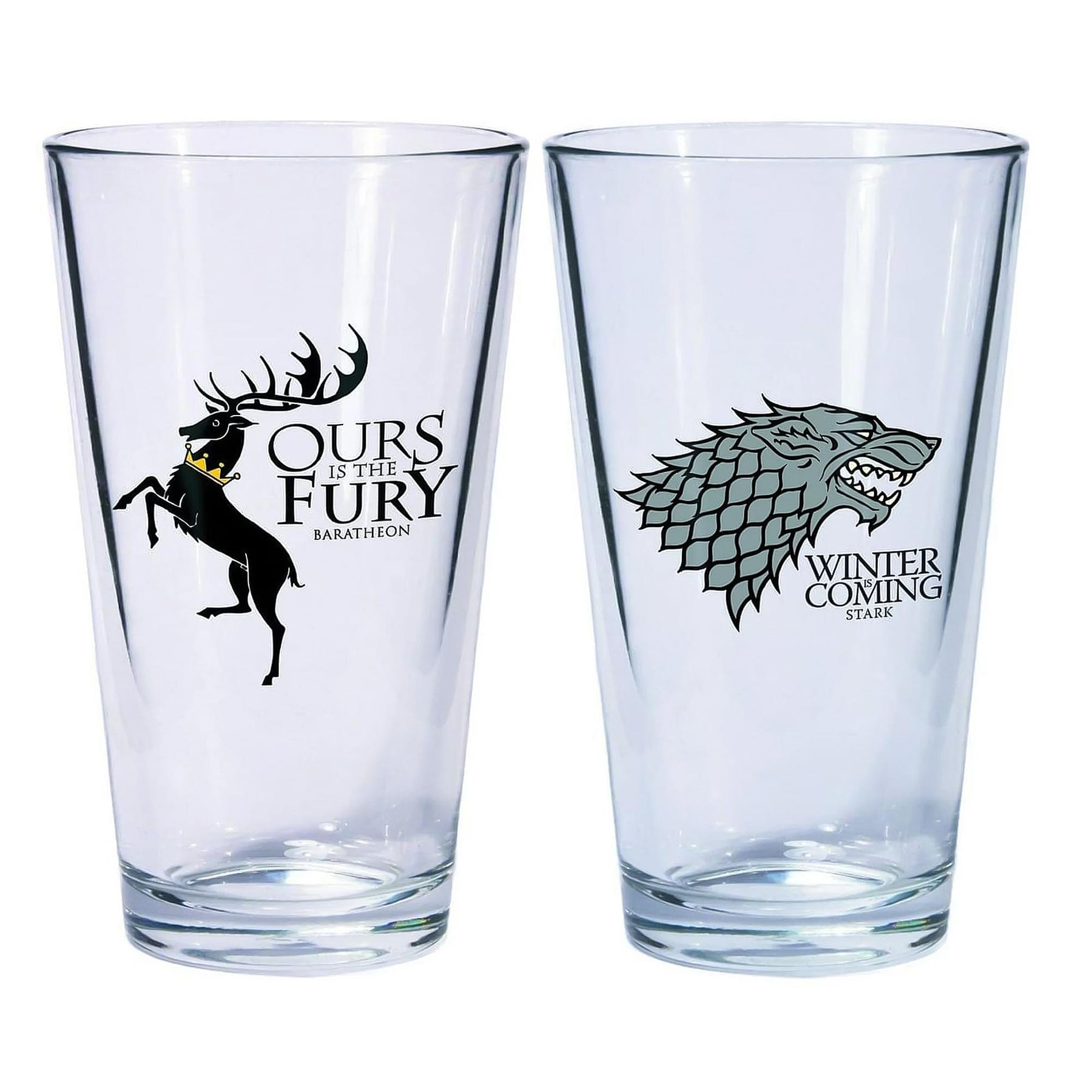 Game Of Thrones Pint Glass Set Of 2 Stark & Baratheon