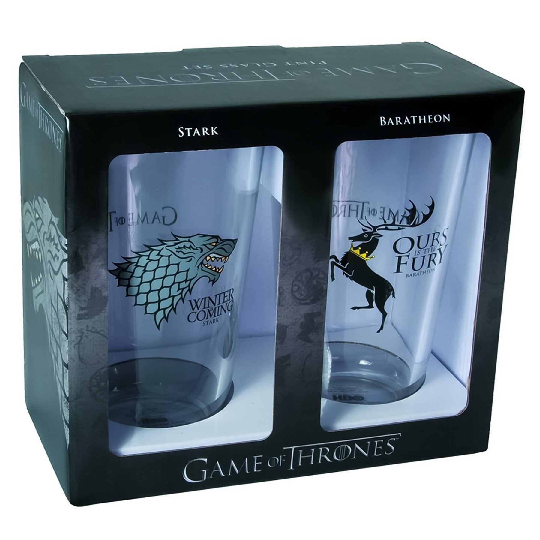 Game Of Thrones Pint Glass Set Of 2 Stark & Baratheon