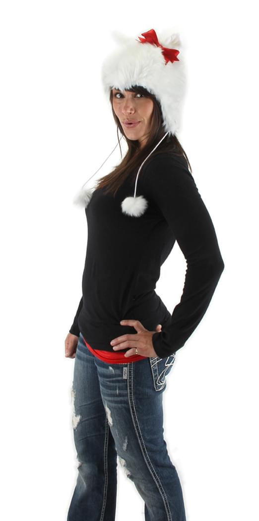 Kitty Cat Hoodie Costume Hat White One Size