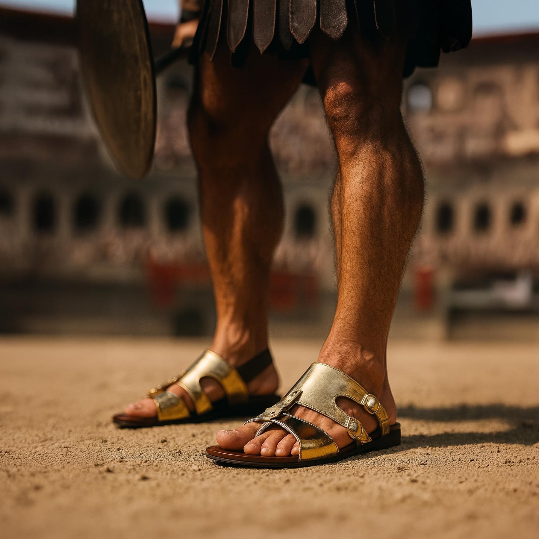 Men's Flat Gladiator Sandal Gold