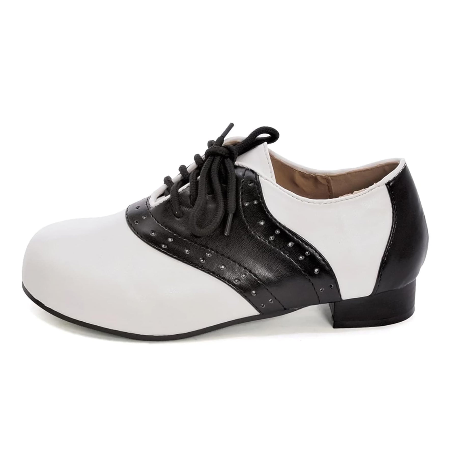 Saddle Shoe 1" Heel Child Shoes, White/Black