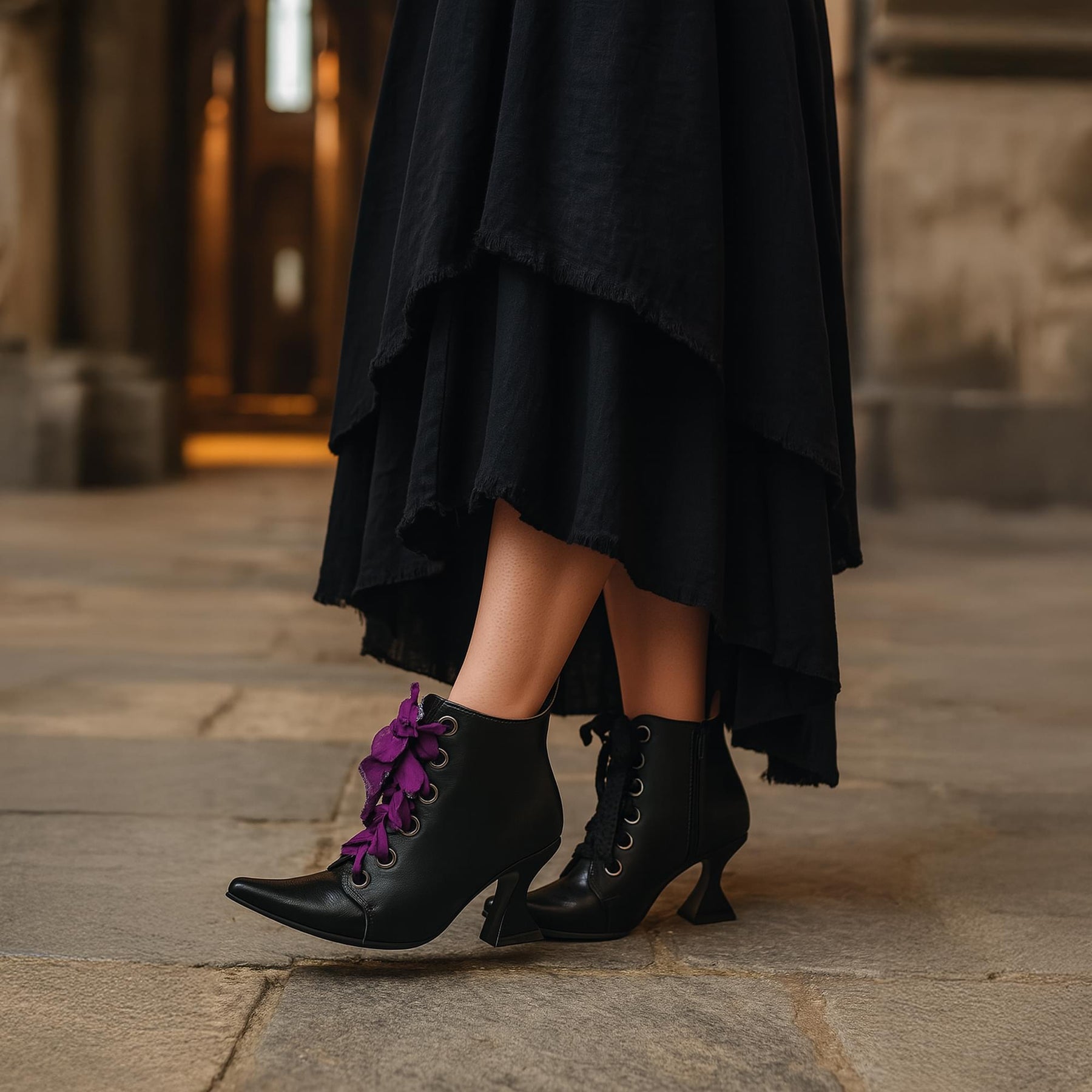 Womens Black Witch Costume Boots