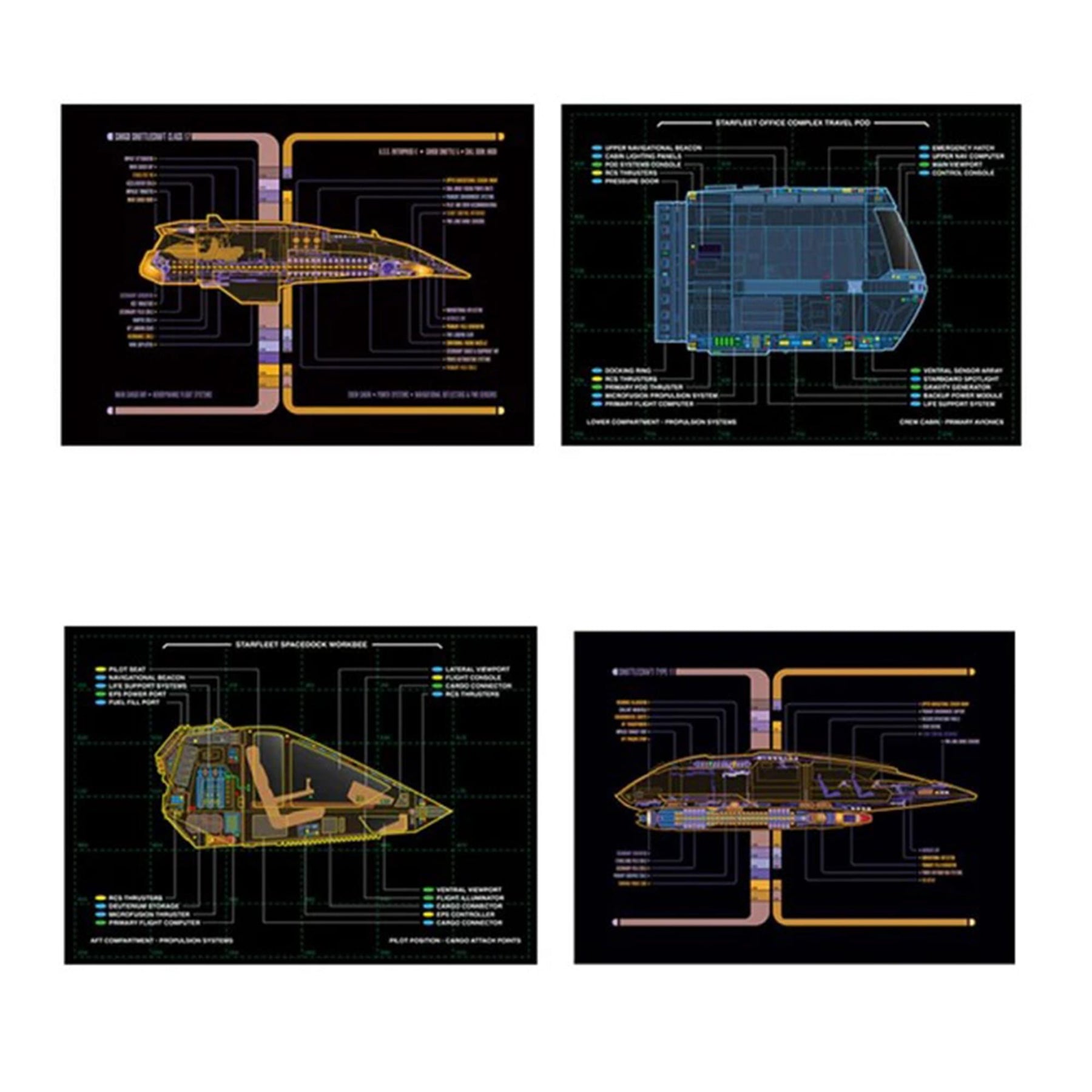 Eaglemoss Star Trek Shuttlecraft Replica Set 3 Travel Pod, Type-11 Argo, Workbee