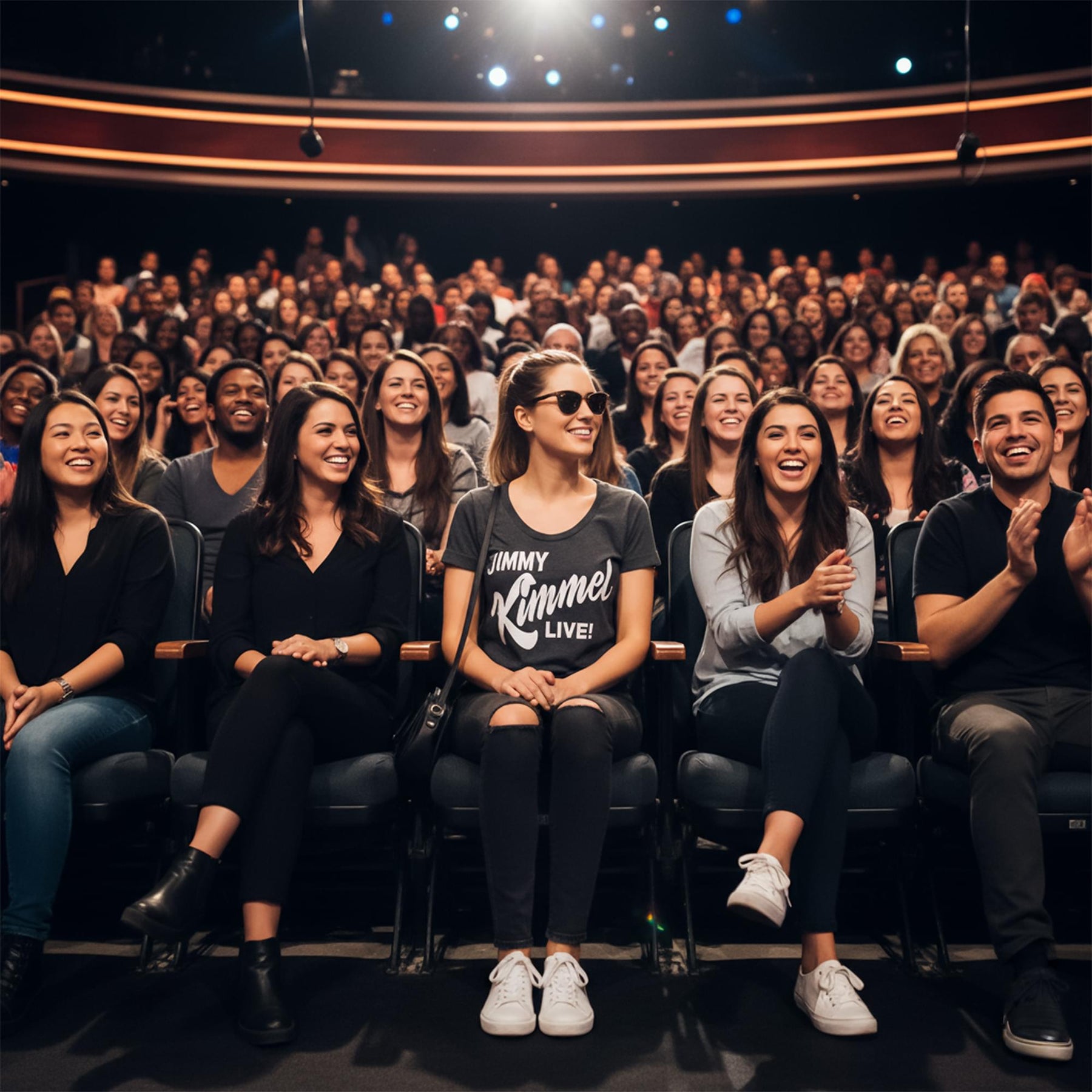 Jimmy Kimmel Live! Hollywood Heather Charcoal Scoop Neck Tee Shirt Adult