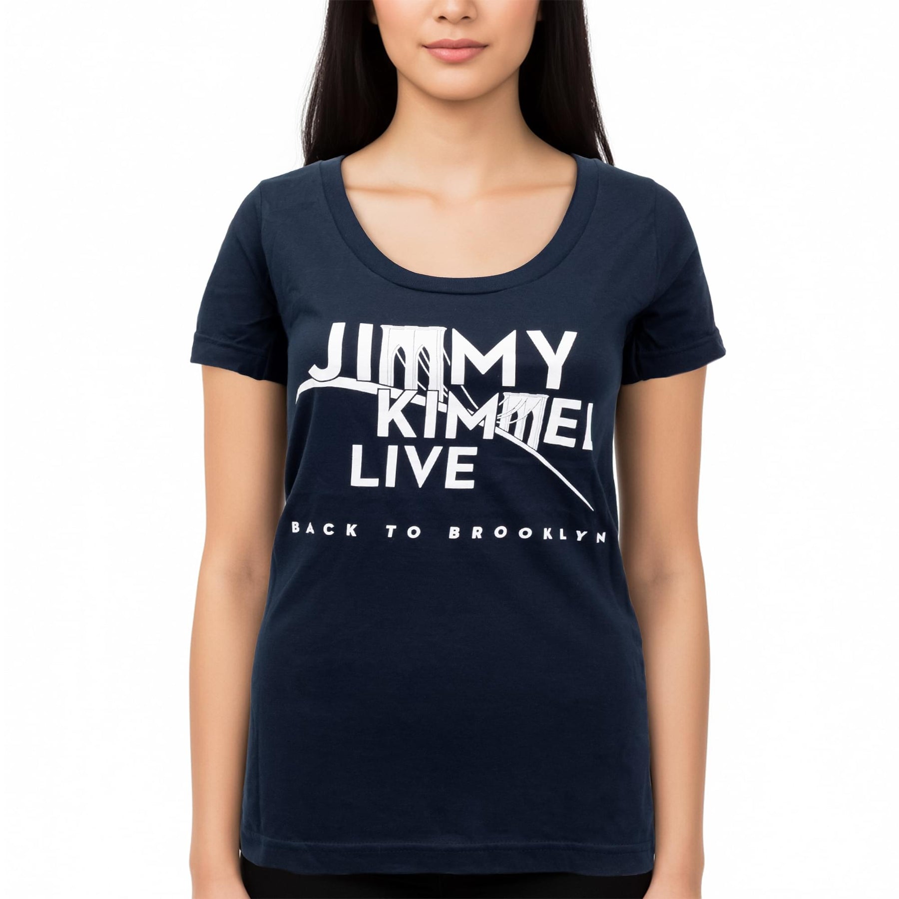 Jimmy Kimmel Live! Brooklyn Navy Blue Scoop Neck Tee Shirt Adult