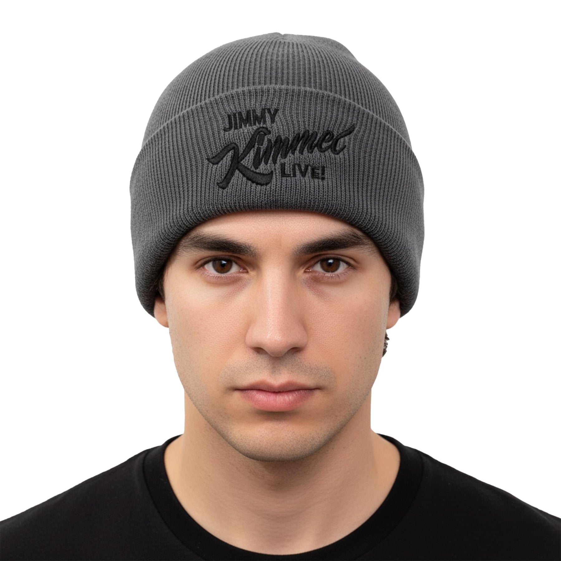 Jimmy Kimmel Live! 12 Inch Charcoal Knit Cuff Beanie | Adult One Size