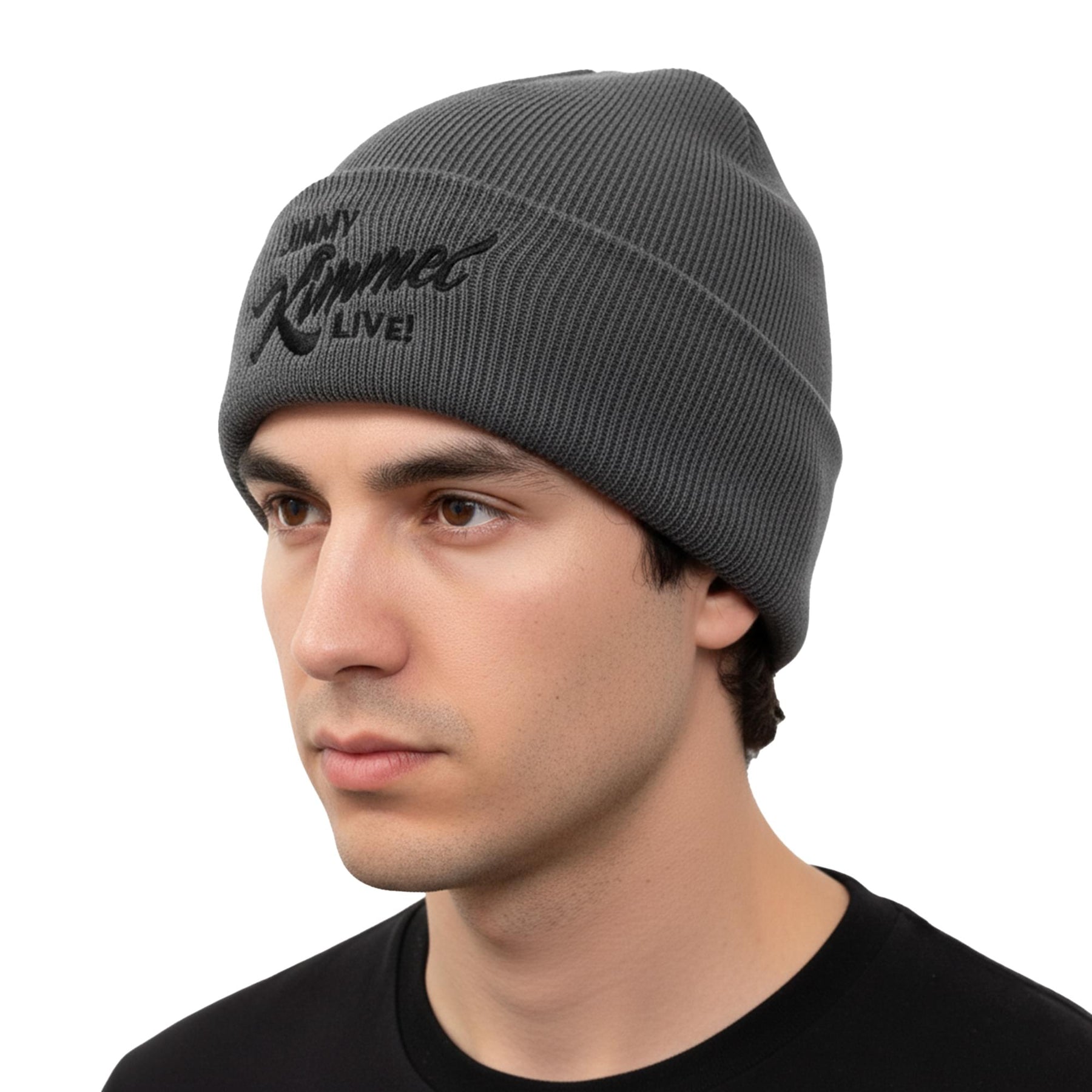 Jimmy Kimmel Live! 12 Inch Charcoal Knit Cuff Beanie | Adult One Size