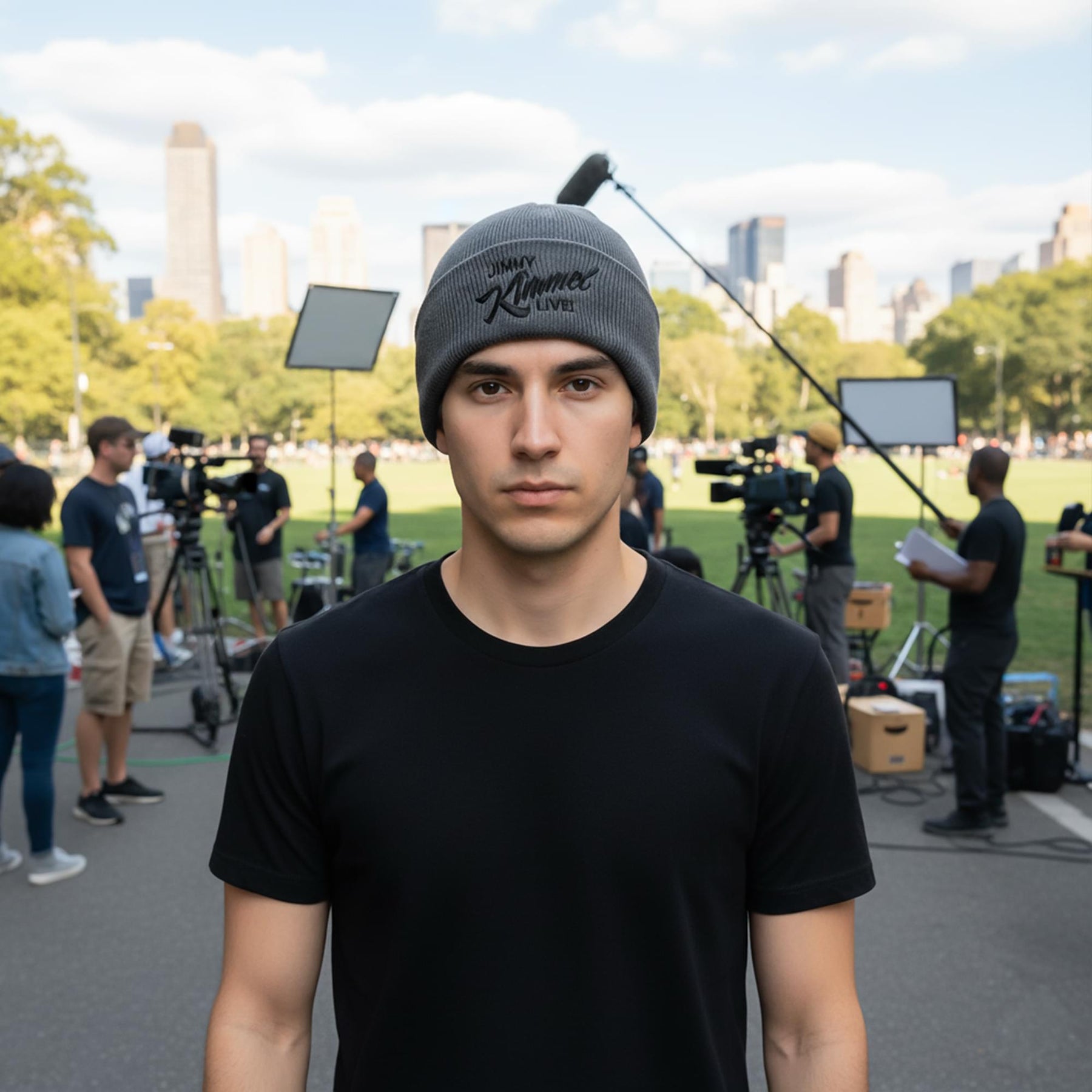 Jimmy Kimmel Live! 12 Inch Charcoal Knit Cuff Beanie | Adult One Size