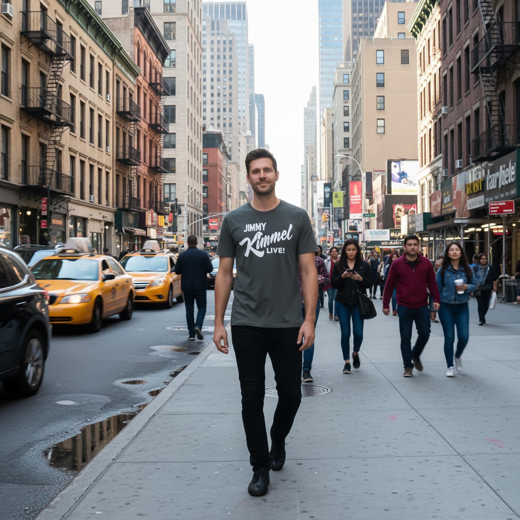 Jimmy Kimmel Live! Hollywood Charcoal Tee Shirt Adult Unisex
