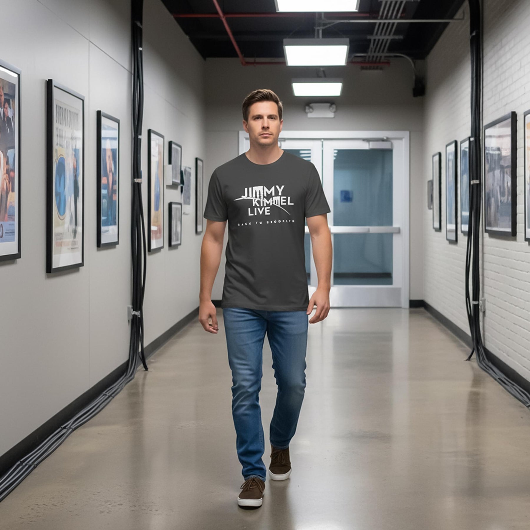 Jimmy Kimmel Live! Brooklyn Charcoal Tee Shirt Adult Unisex