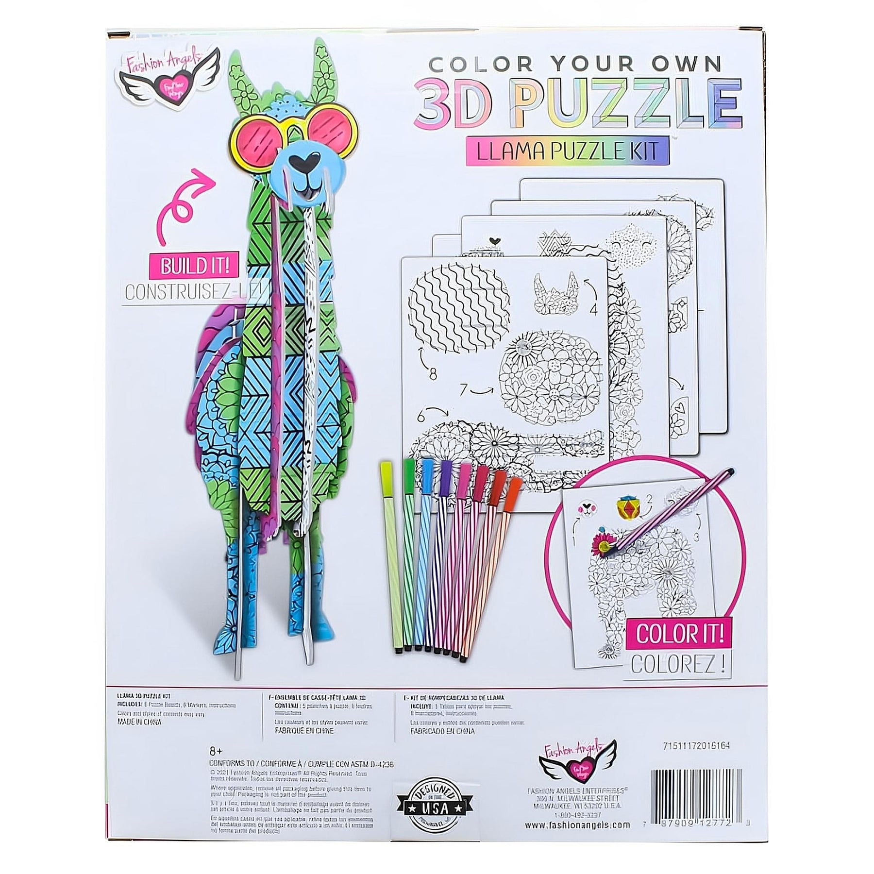 Fashion Angels Color This 3D Llama Puzzle
