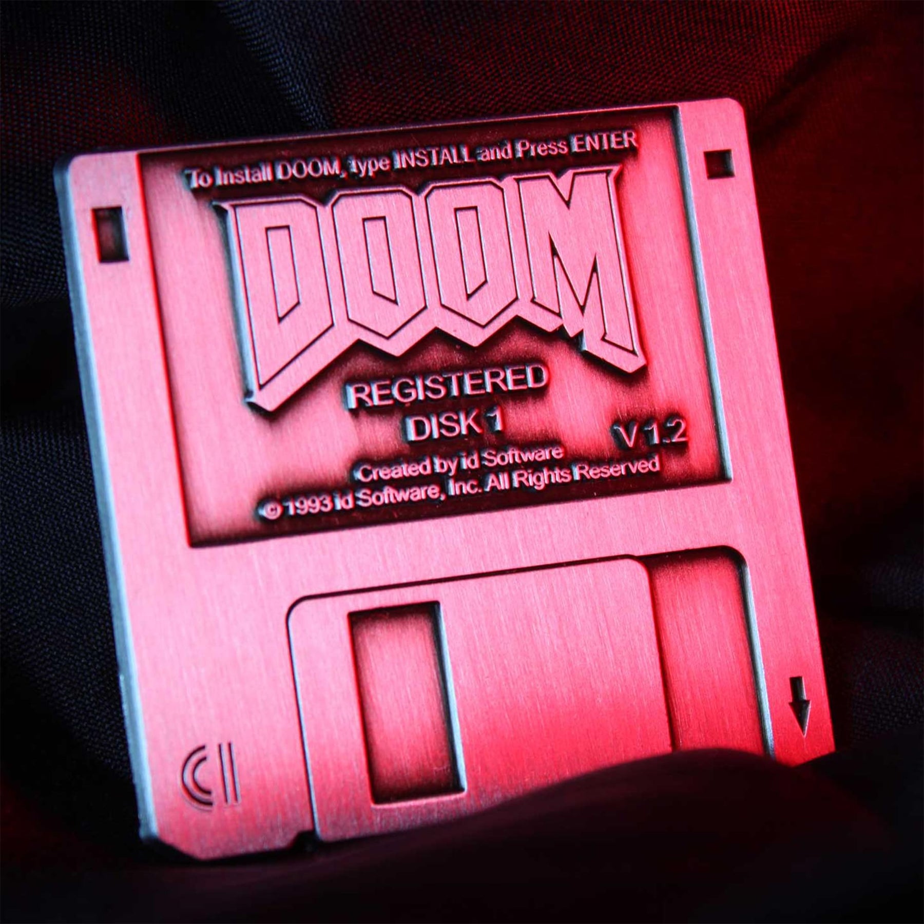 Doom Floppy Disk Pin Badge Replica