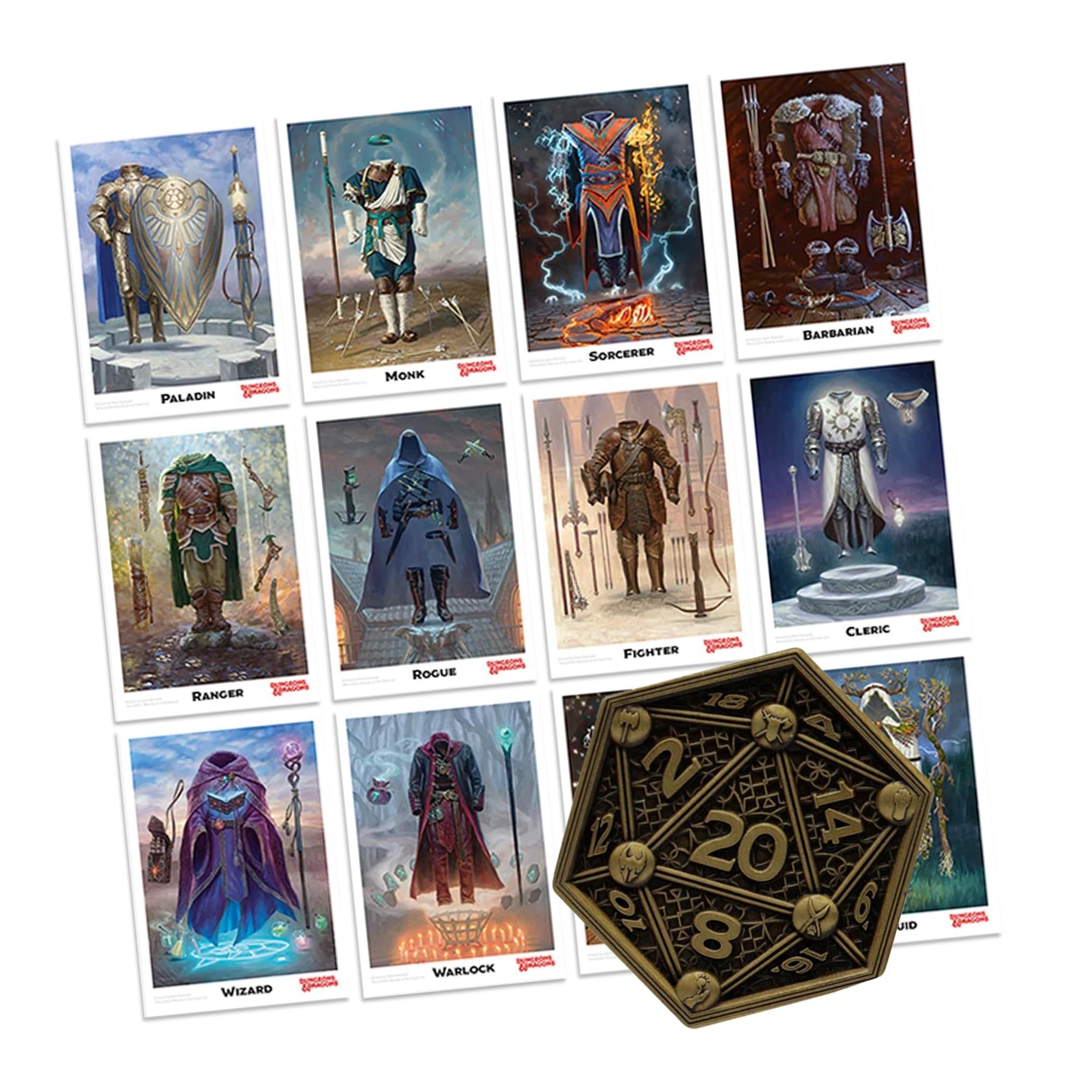 Dungeons & Dragons Class Cards and D20 Flip Coin