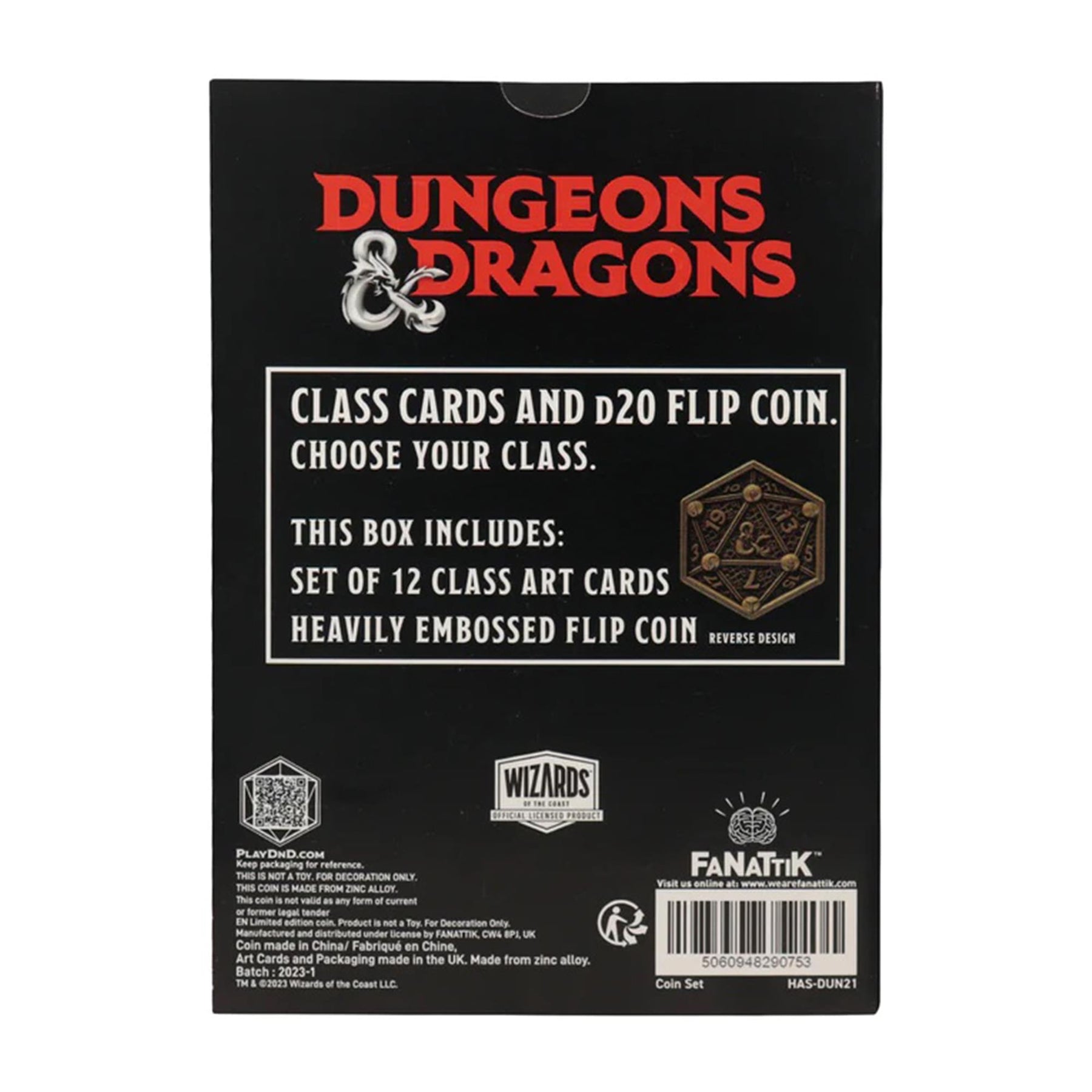 Dungeons & Dragons Class Cards and D20 Flip Coin