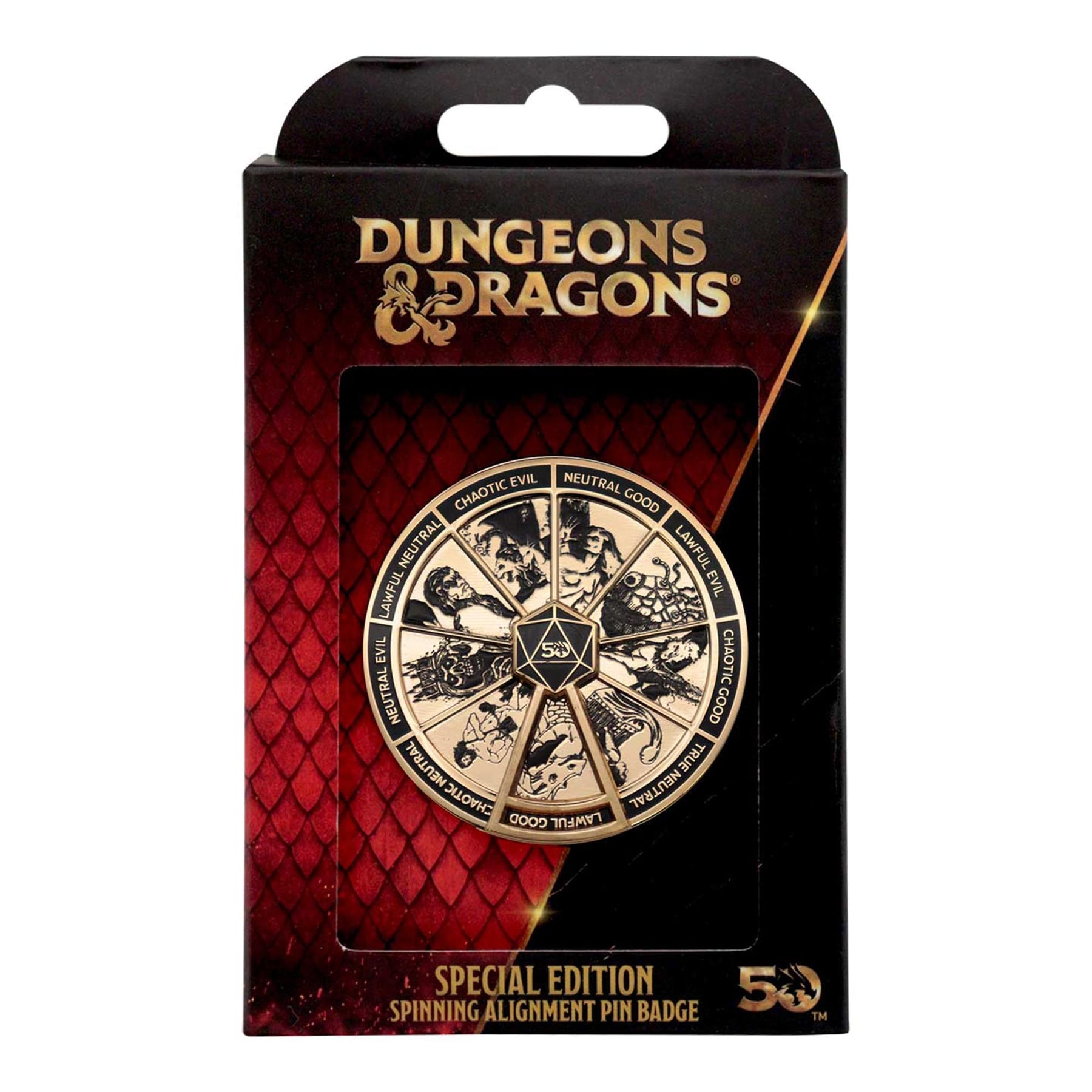 Dungeons & Dragons Gold Plated Alignment Spinner Pin Badge