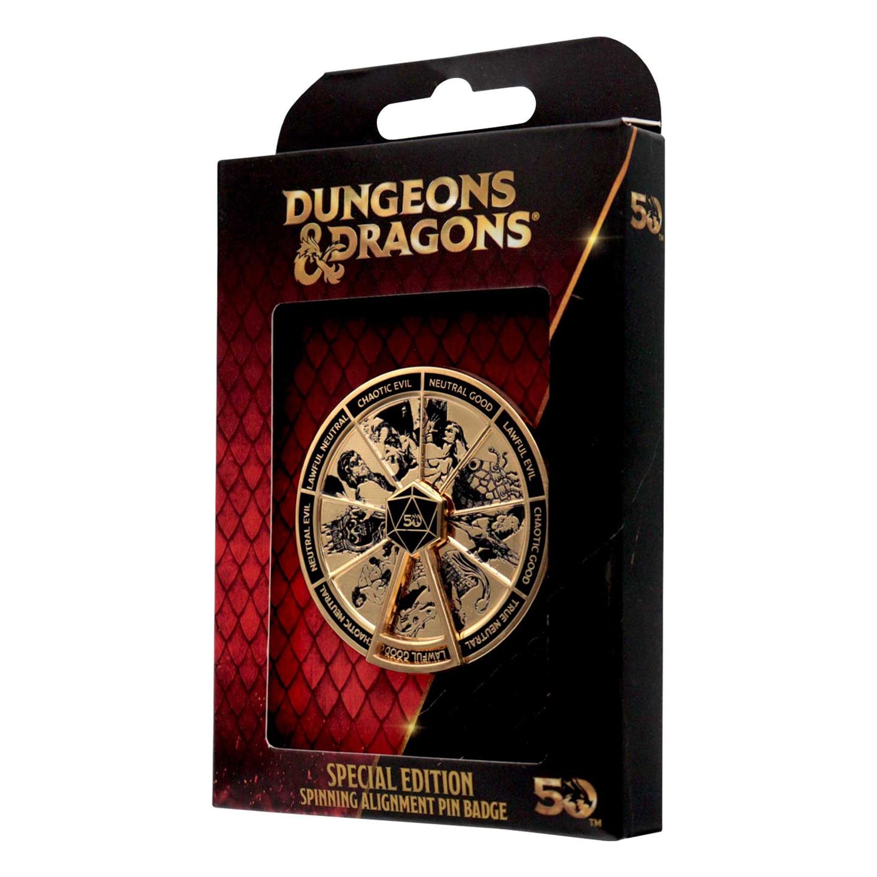 Dungeons & Dragons Gold Plated Alignment Spinner Pin Badge
