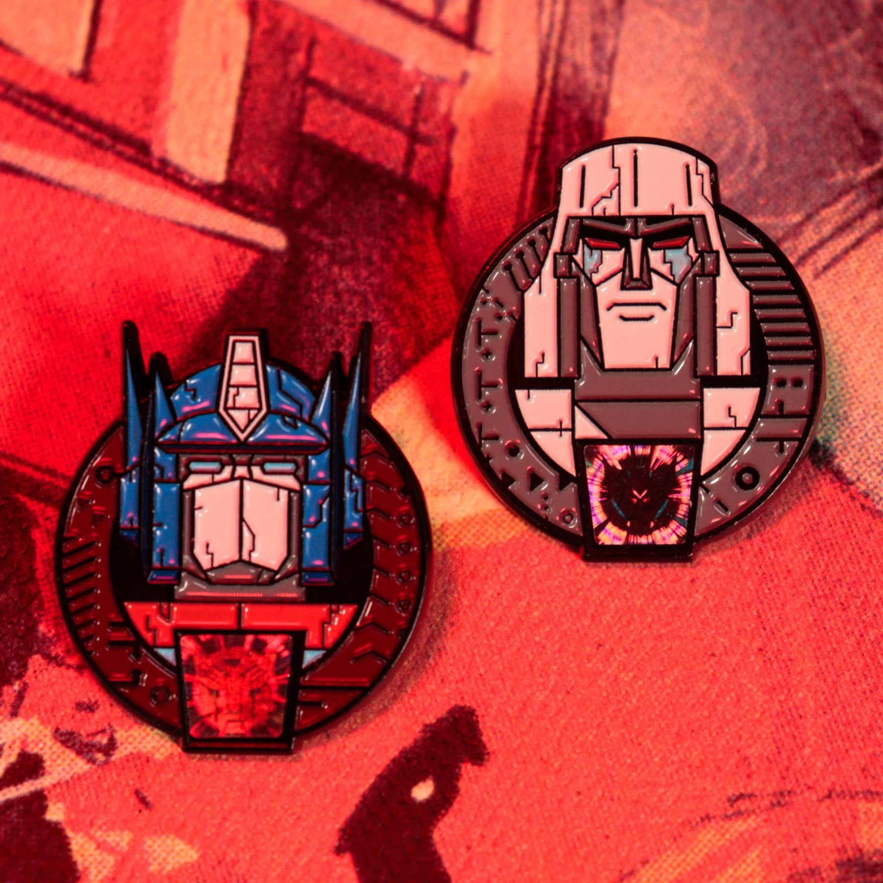 Transformers 40th Anniversary Optimus Prime and Megatron Pin Badge Set