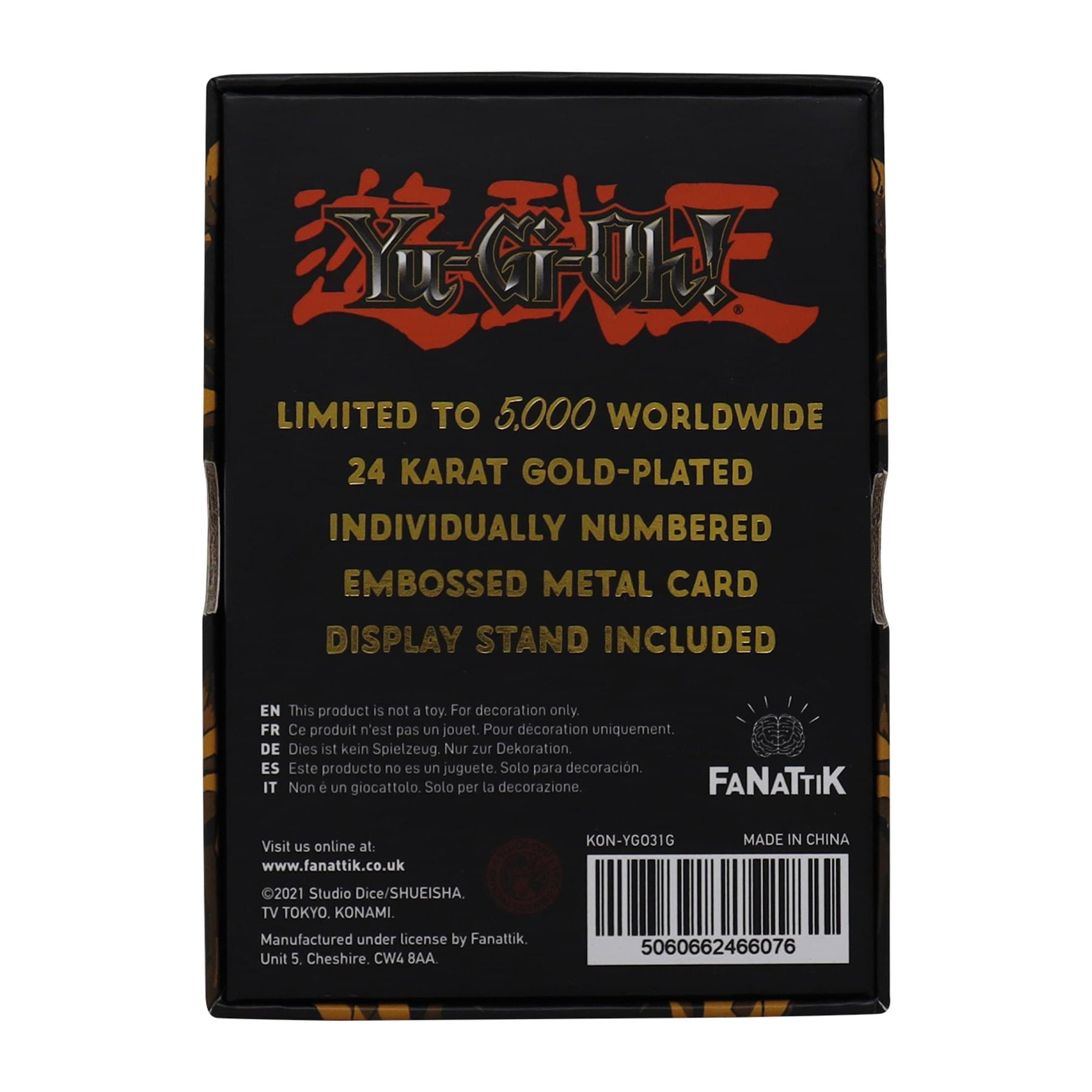 Yu-Gi-Oh! Limited Edition 24k Gold Plated Summoned Skull Metal Card