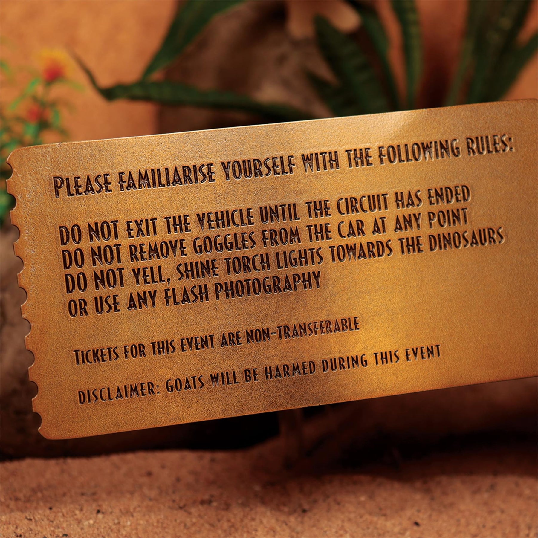 Jurassic Park Feeding Show Ticket Metal Replica