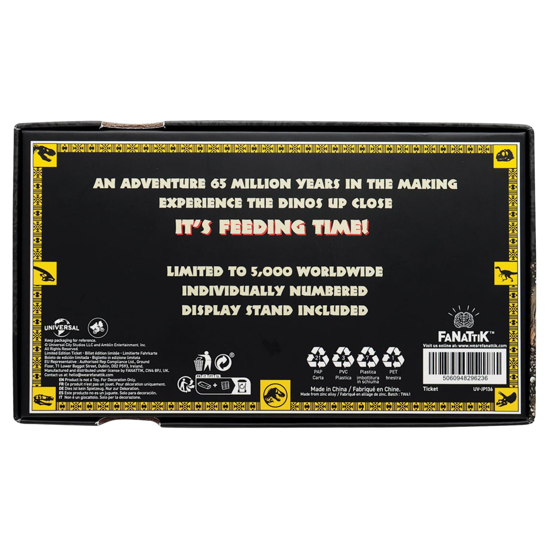 Jurassic Park Feeding Show Ticket Metal Replica
