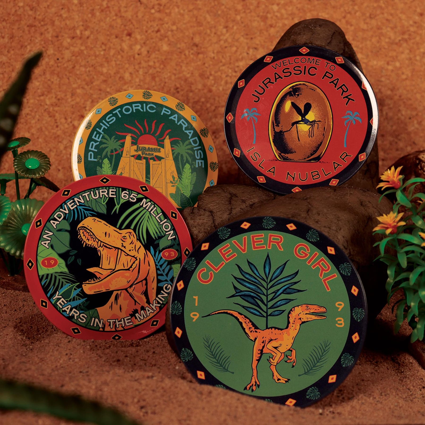 Jurassic Park 4-Piece Printed Drink Coaster Set
