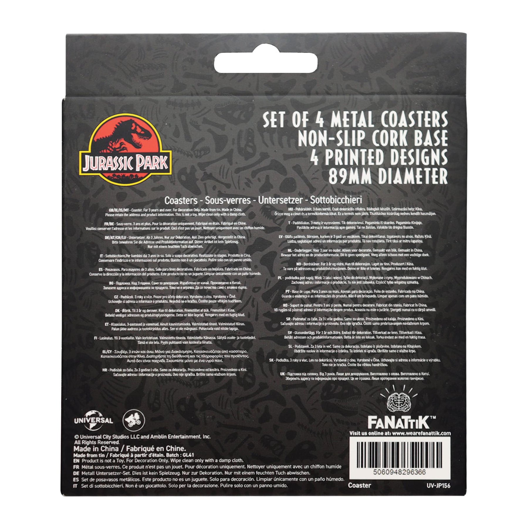 Jurassic Park 4-Piece Printed Drink Coaster Set