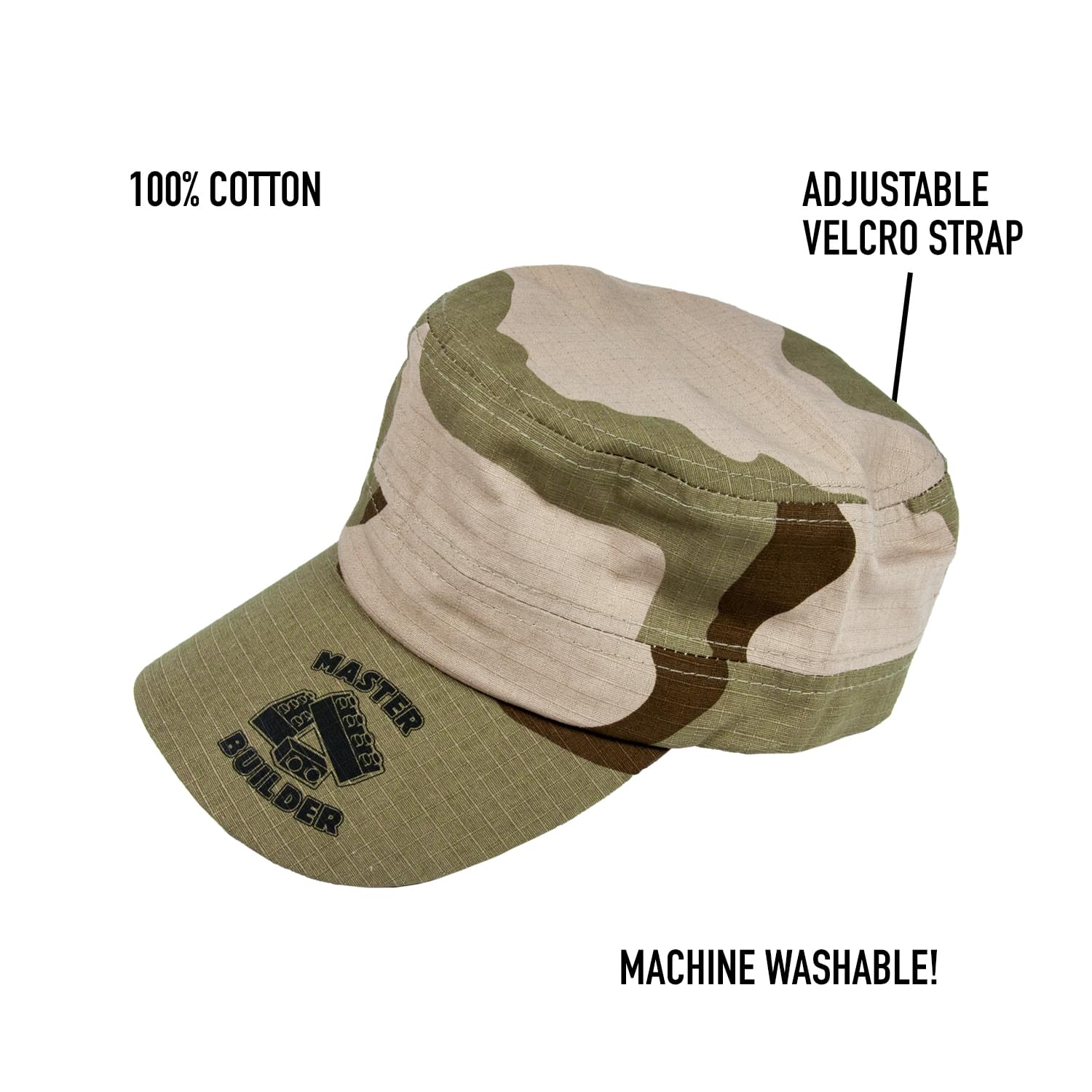 Master Builder Camo Hat | Green & Brown Cap for BRICK Fans | Adjustable Size