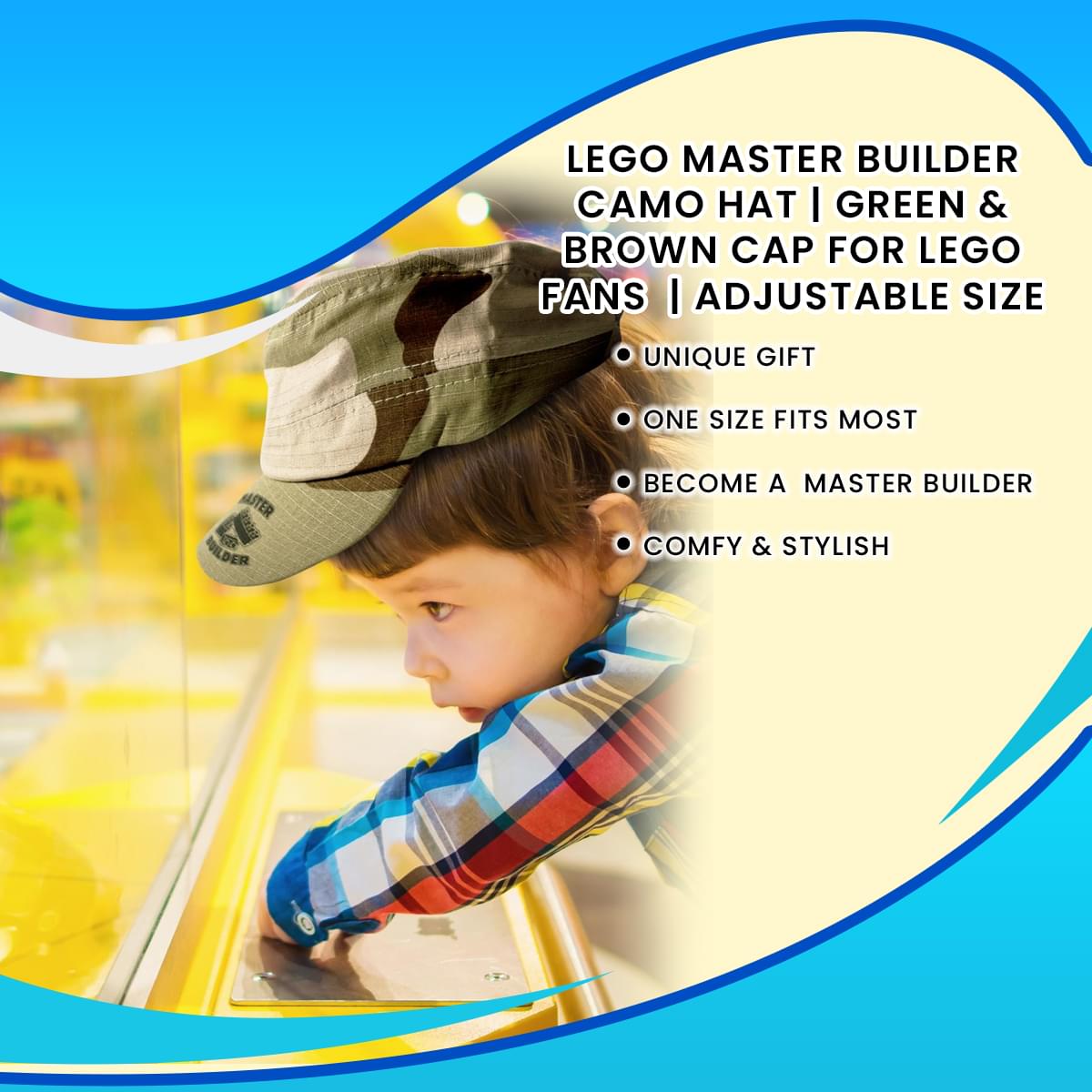 Master Builder Camo Hat | Green & Brown Cap for BRICK Fans | Adjustable Size