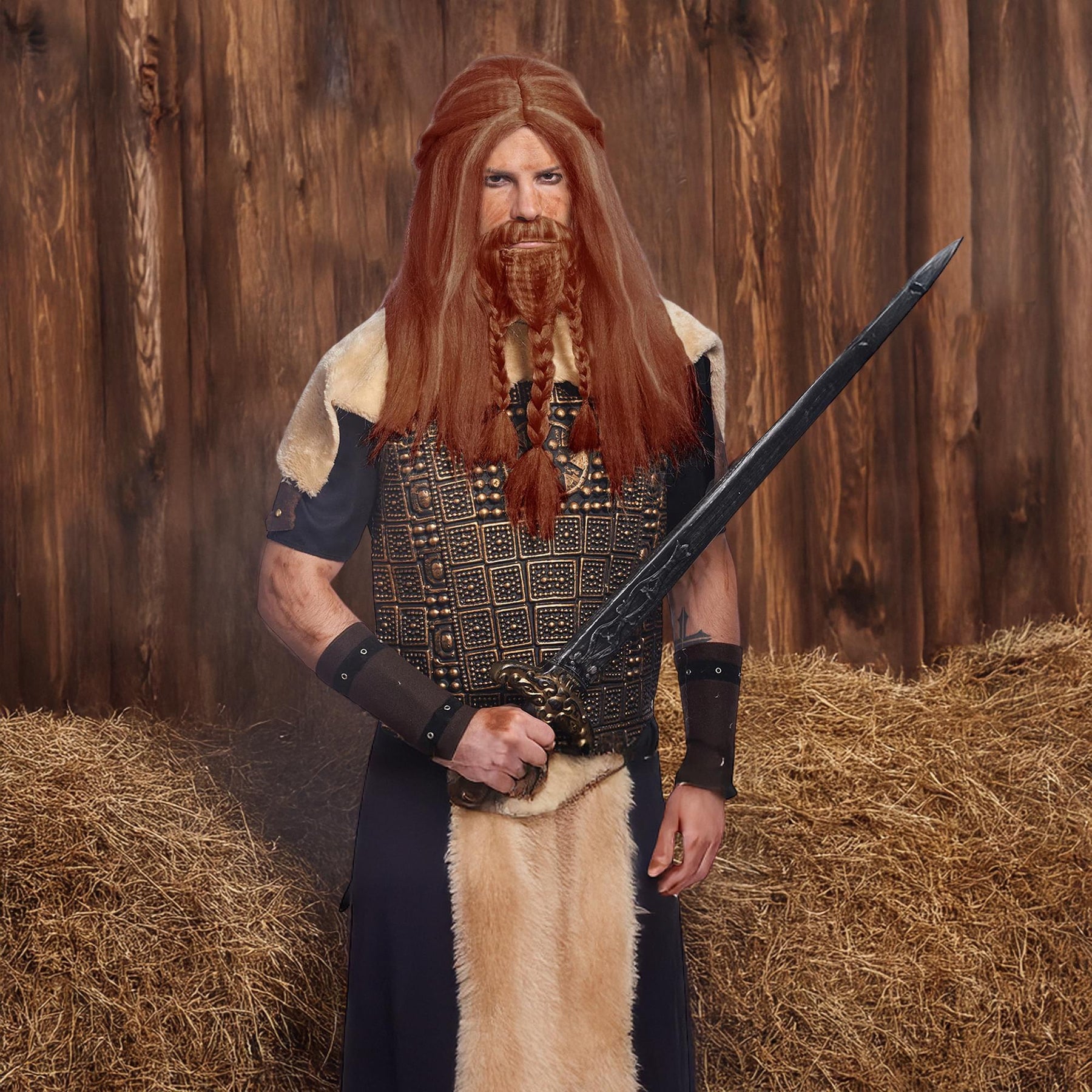 Viking Adult Costume Wig | Natural Red