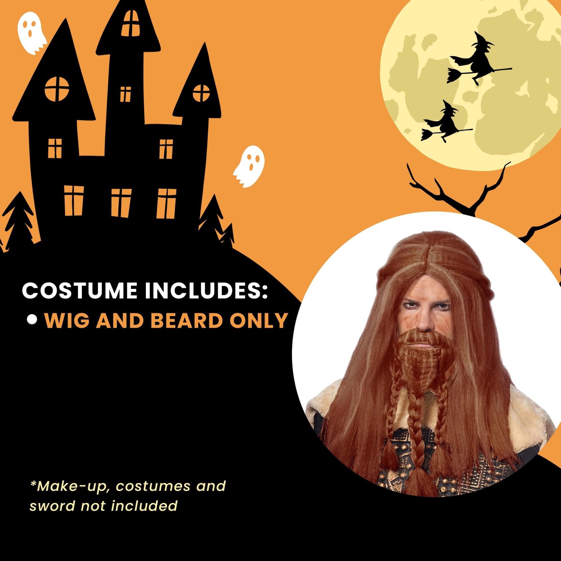 Viking Adult Costume Wig | Natural Red