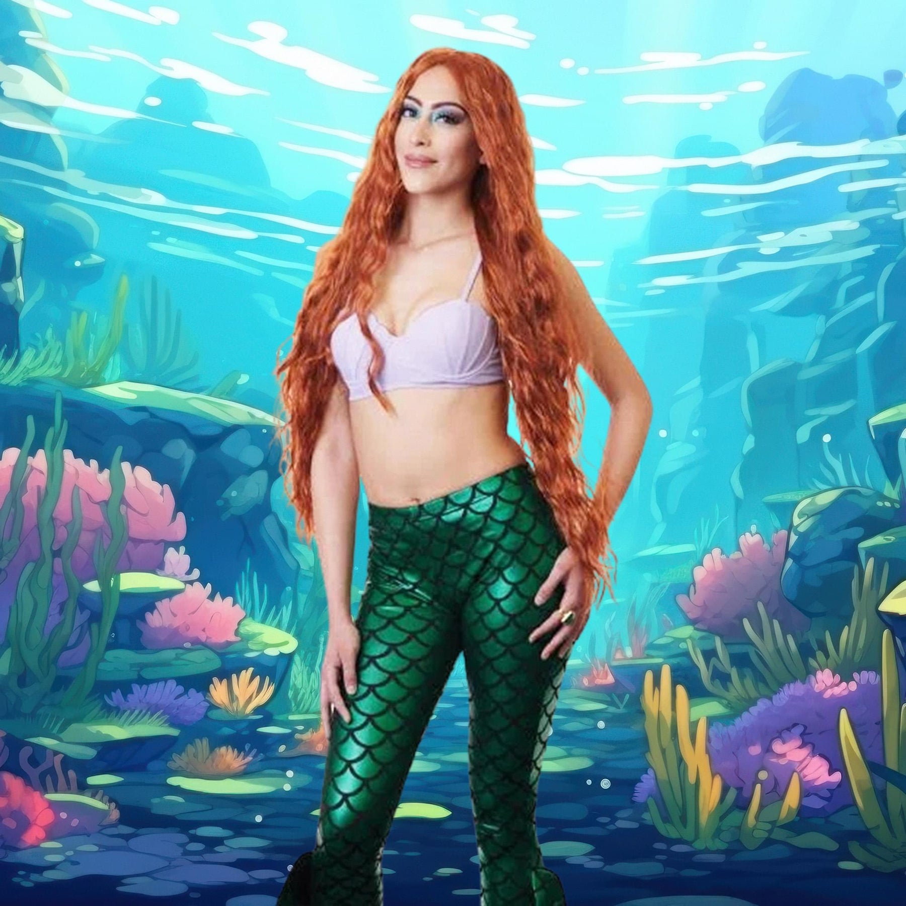Mermaid Adult Natural Red Costume Wig
