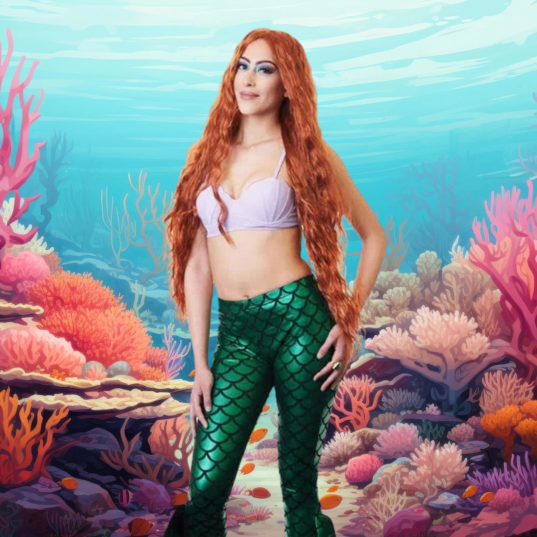 Mermaid Adult Natural Red Costume Wig