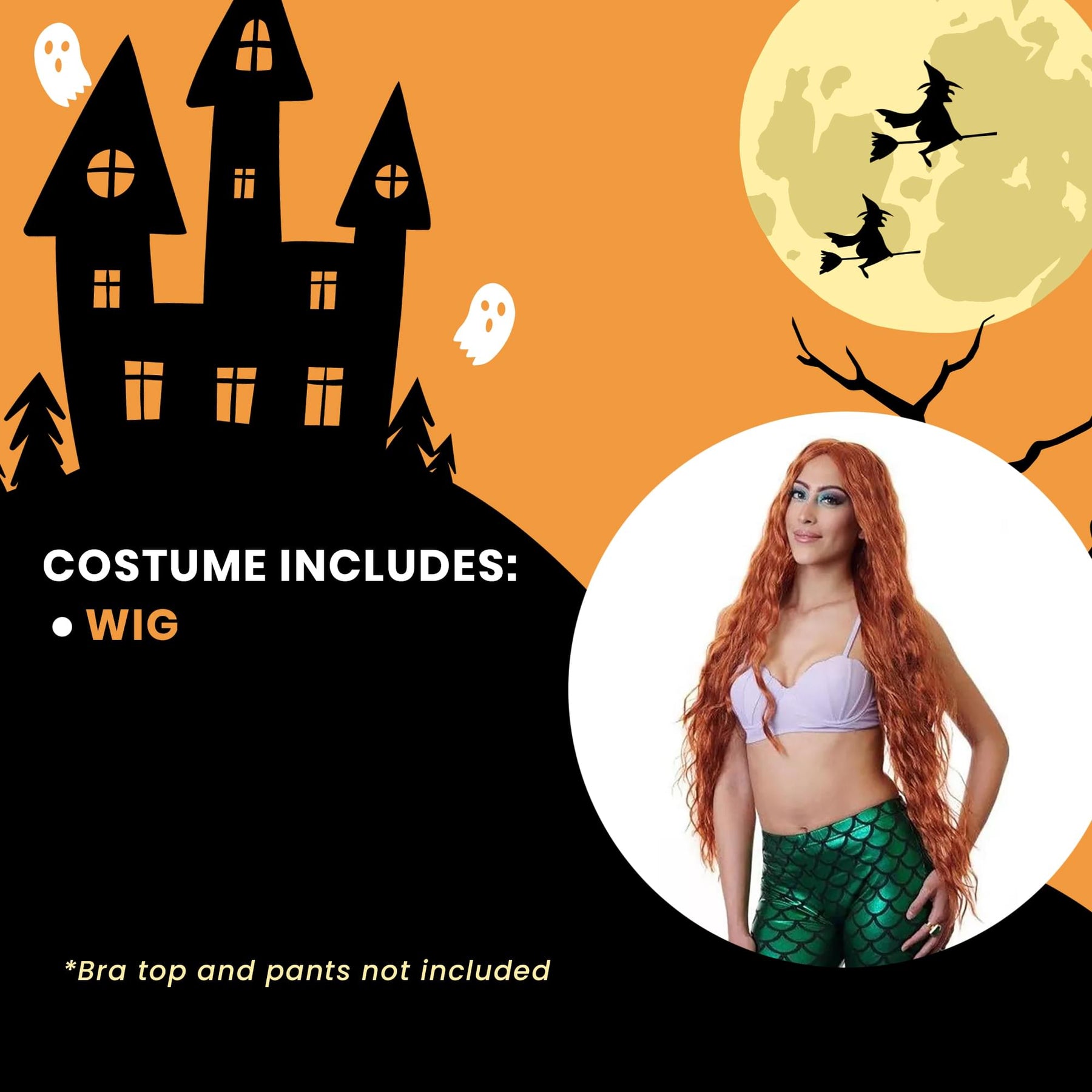 Mermaid Adult Natural Red Costume Wig