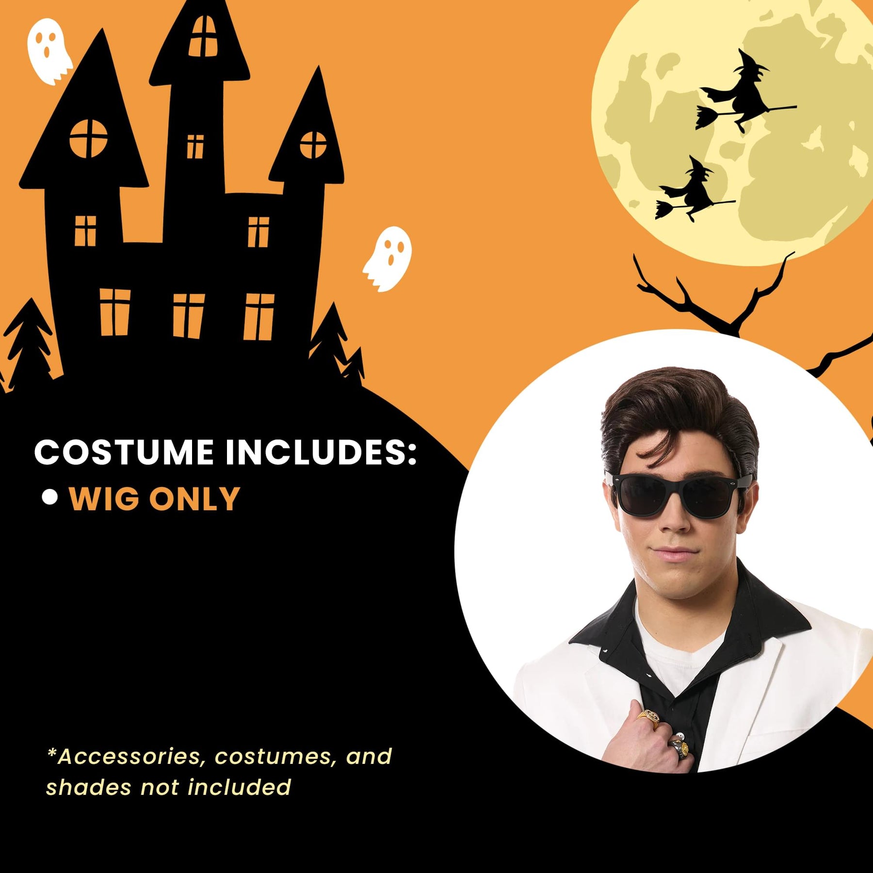 King of Rock Adult Costume Wig | Black