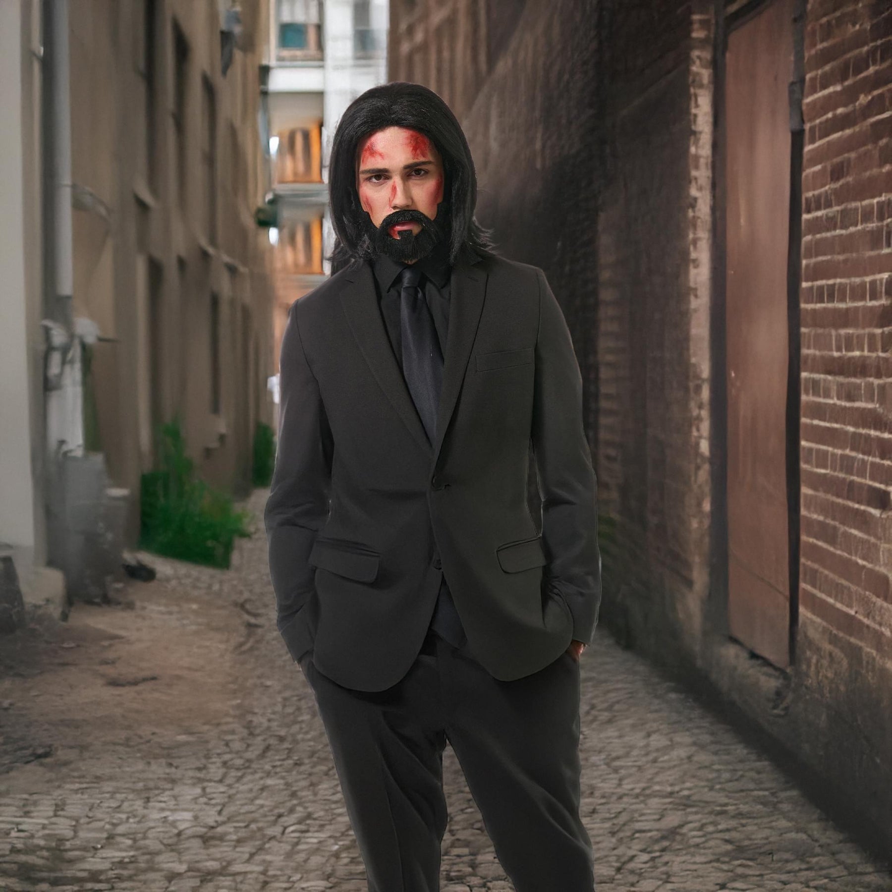 Hitman Adult Costume Wig and Beard Set | Black