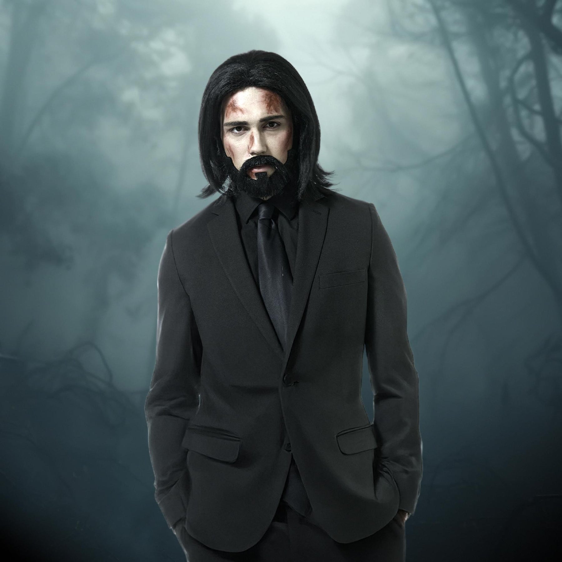 Hitman Adult Costume Wig and Beard Set | Black