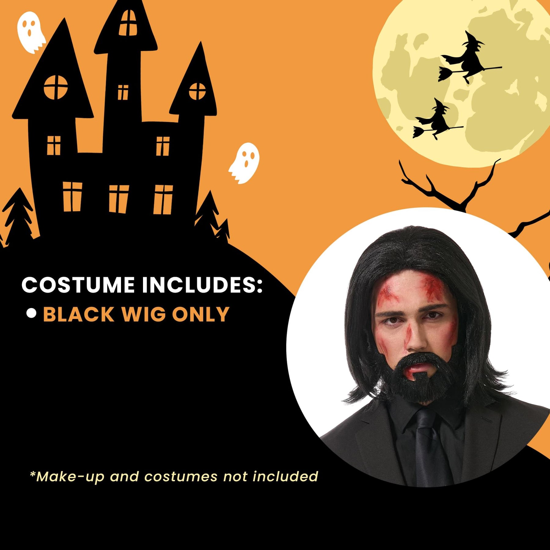 Hitman Adult Costume Wig and Beard Set | Black