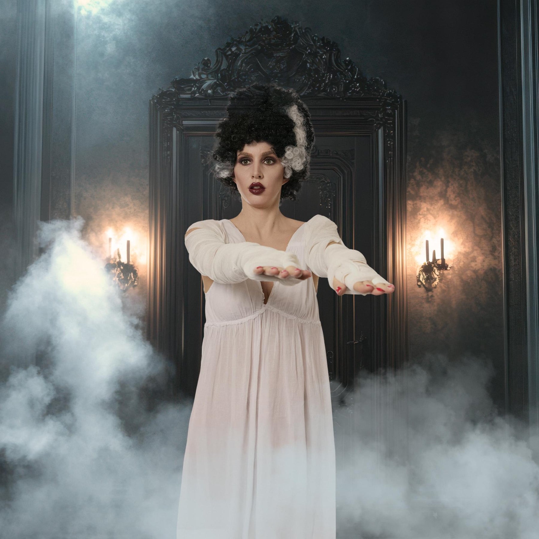 Bride of Frankenstein Adult Costume Wig | Black and White