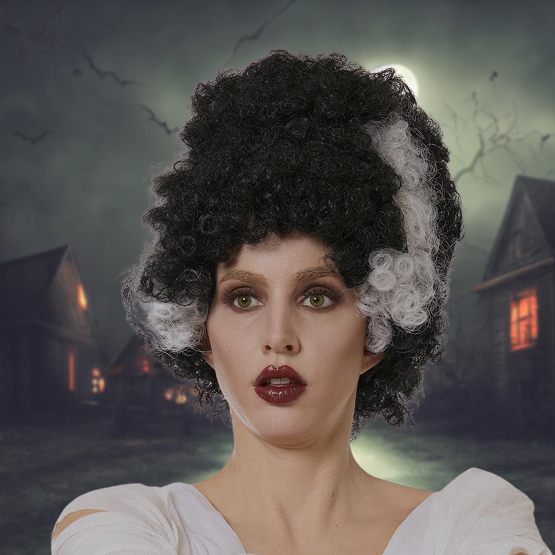 Bride of Frankenstein Adult Costume Wig | Black and White