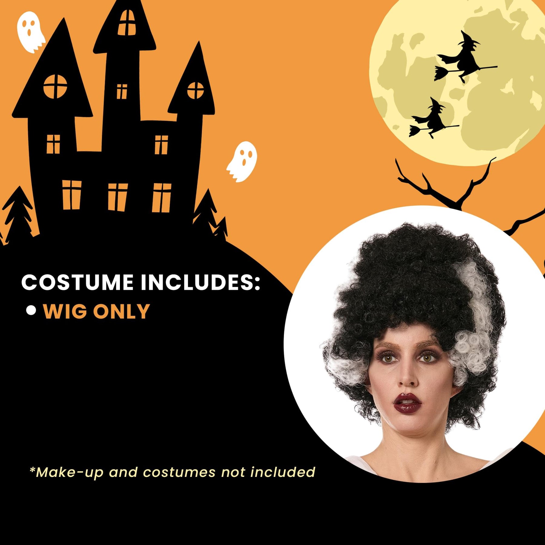 Bride of Frankenstein Adult Costume Wig | Black and White