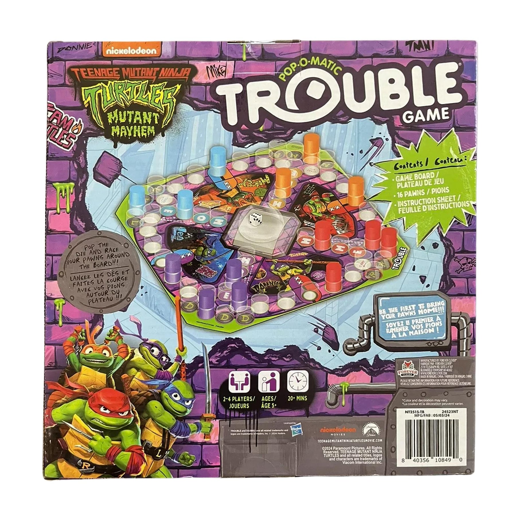 Teenage Mutant Ninja Turtles Mutant Mayhem Pop-O-Matic Trouble Board Game