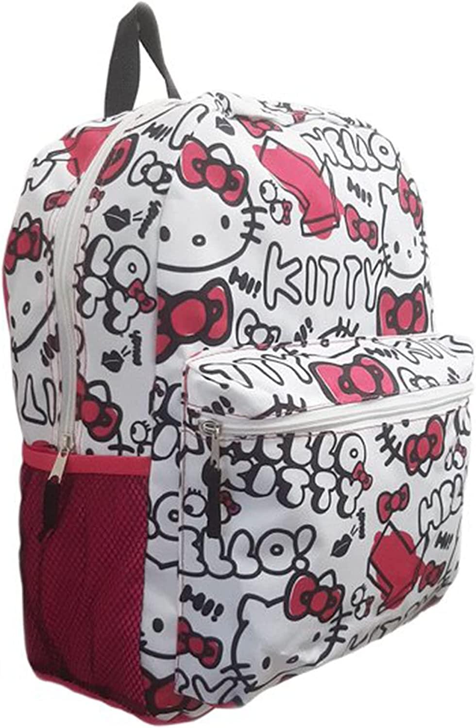 Hello Kitty White Allover Print 16 Inch Backpack Free Shipping