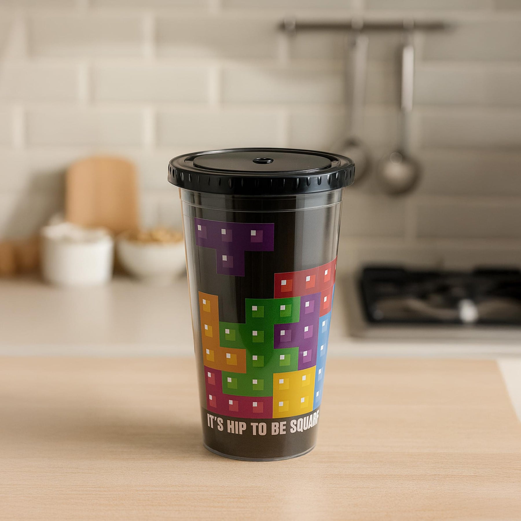 Tetris "Hip To Be Square" 16oz Travel Cup