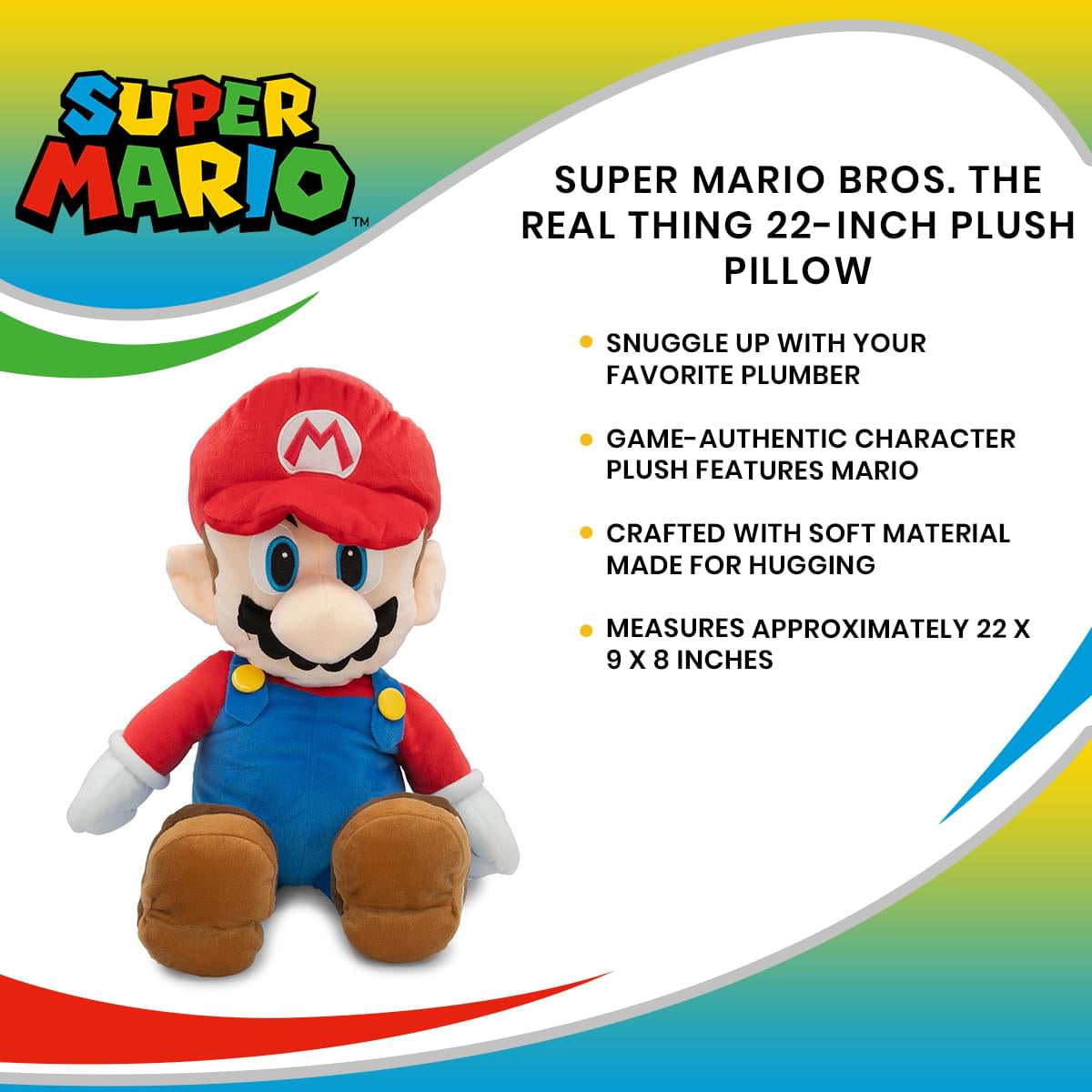 Super Mario Bros. The Real Thing 22-Inch Plush Pillow