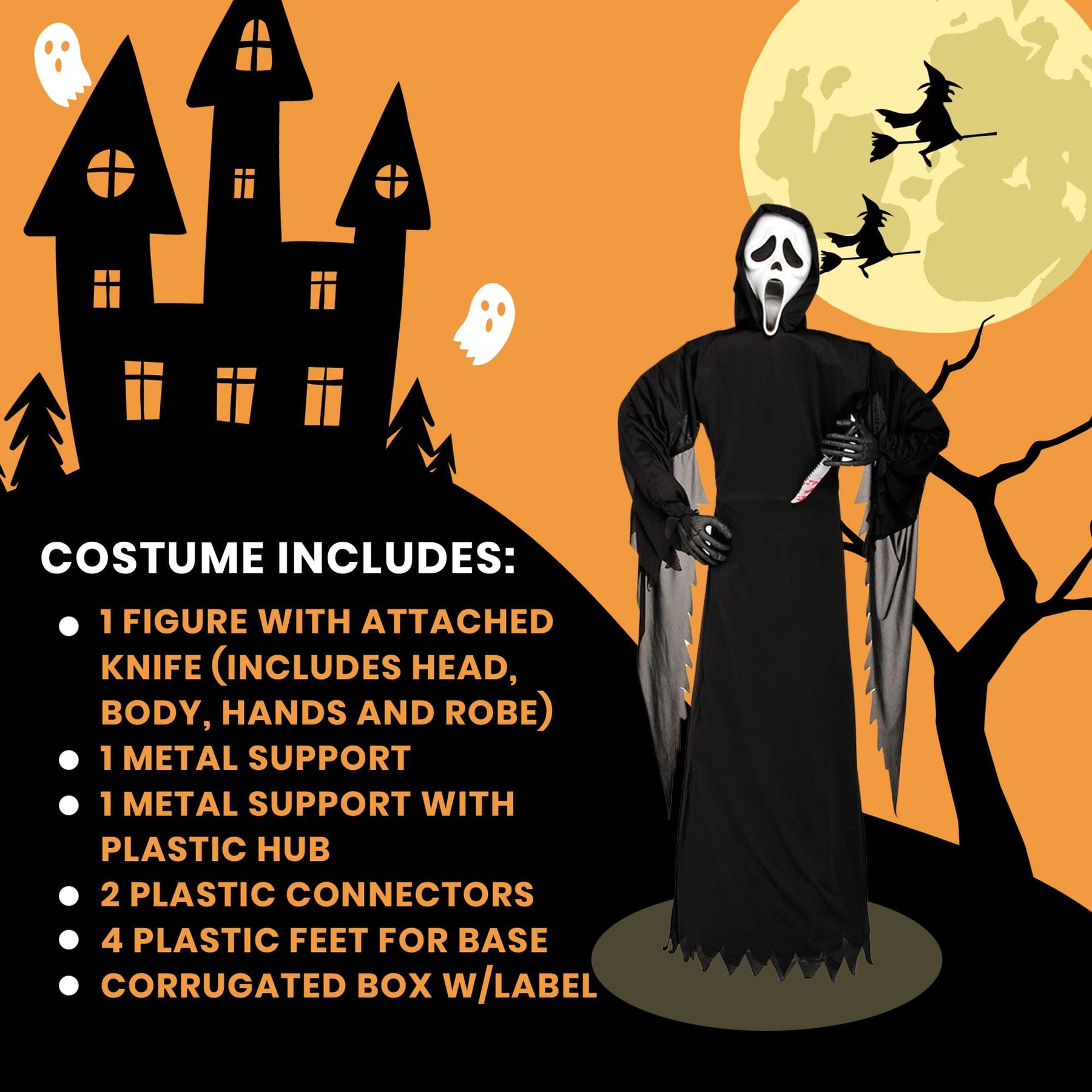 Ghost Face Figure With Knife 6' Yard Décor