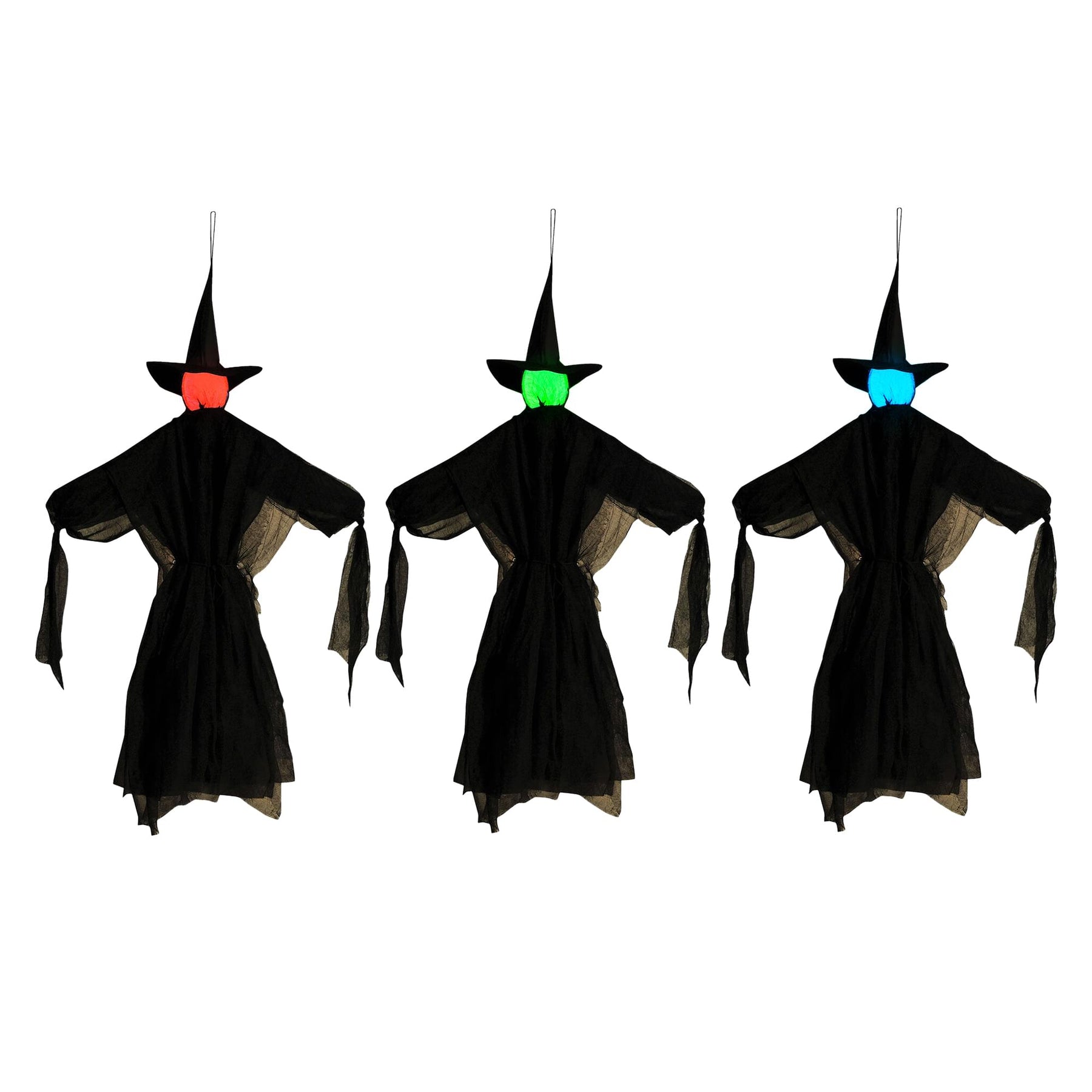 Light-Up Color Change Hanging Witches | Set of 3