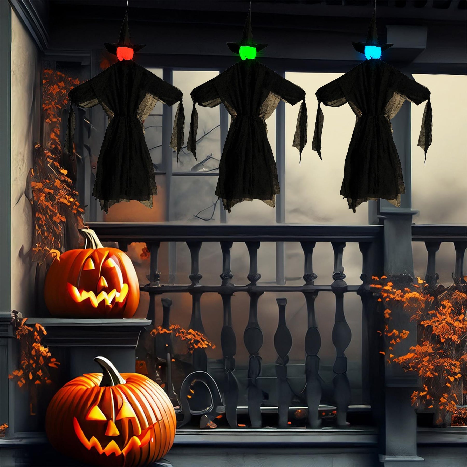 Light-Up Color Change Hanging Witches | Set of 3