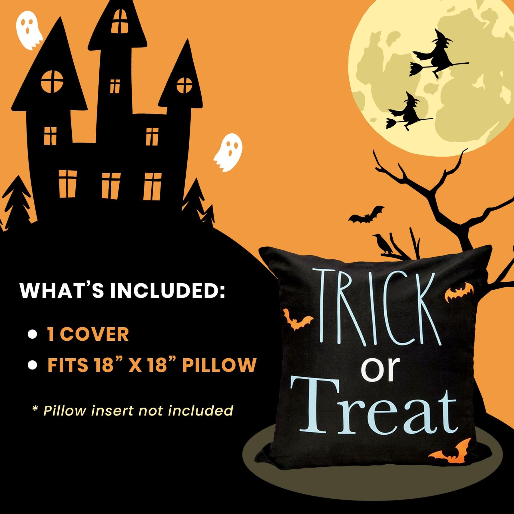 Trick Or Treat 18 Inch Halloween Pillow Cover