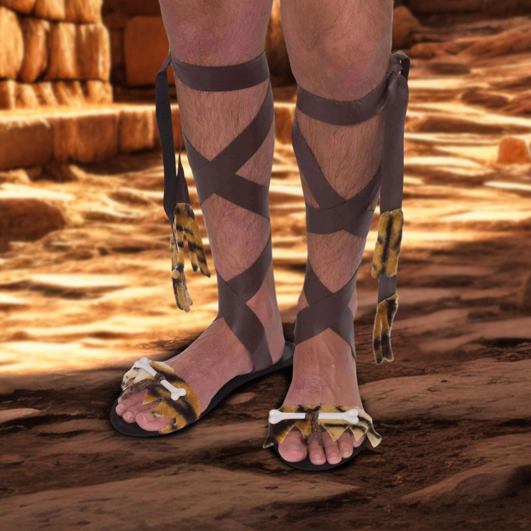 Stone Age Men's Costume Sandals One Size