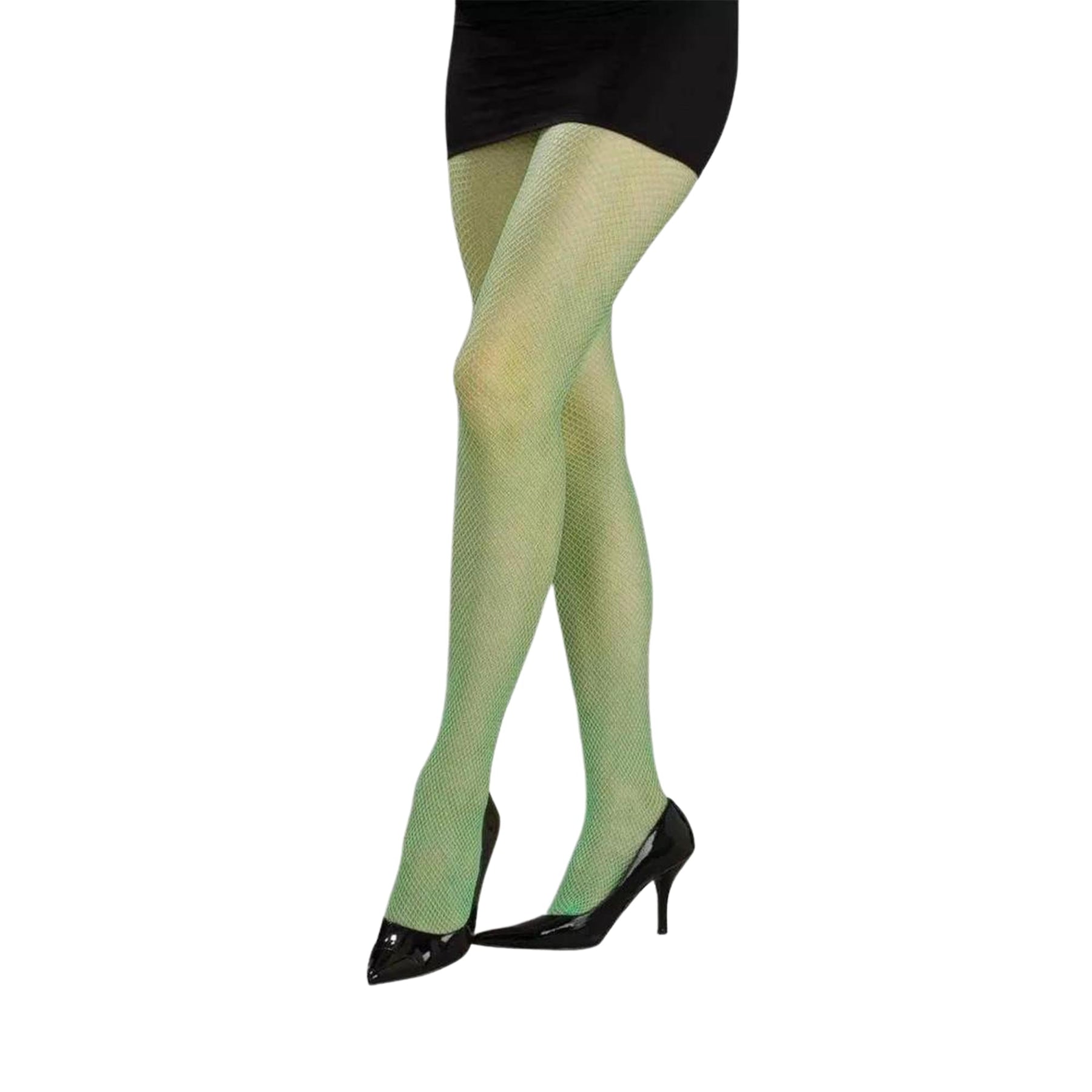 80's Neon Green Adult Costume Fishnet Tights